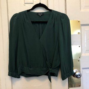 Madewell Green Silk Wrap Top